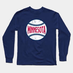 Minnesota Retro Baseball - Navy Long Sleeve T-Shirt